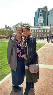 My sisters and Independence Hall.